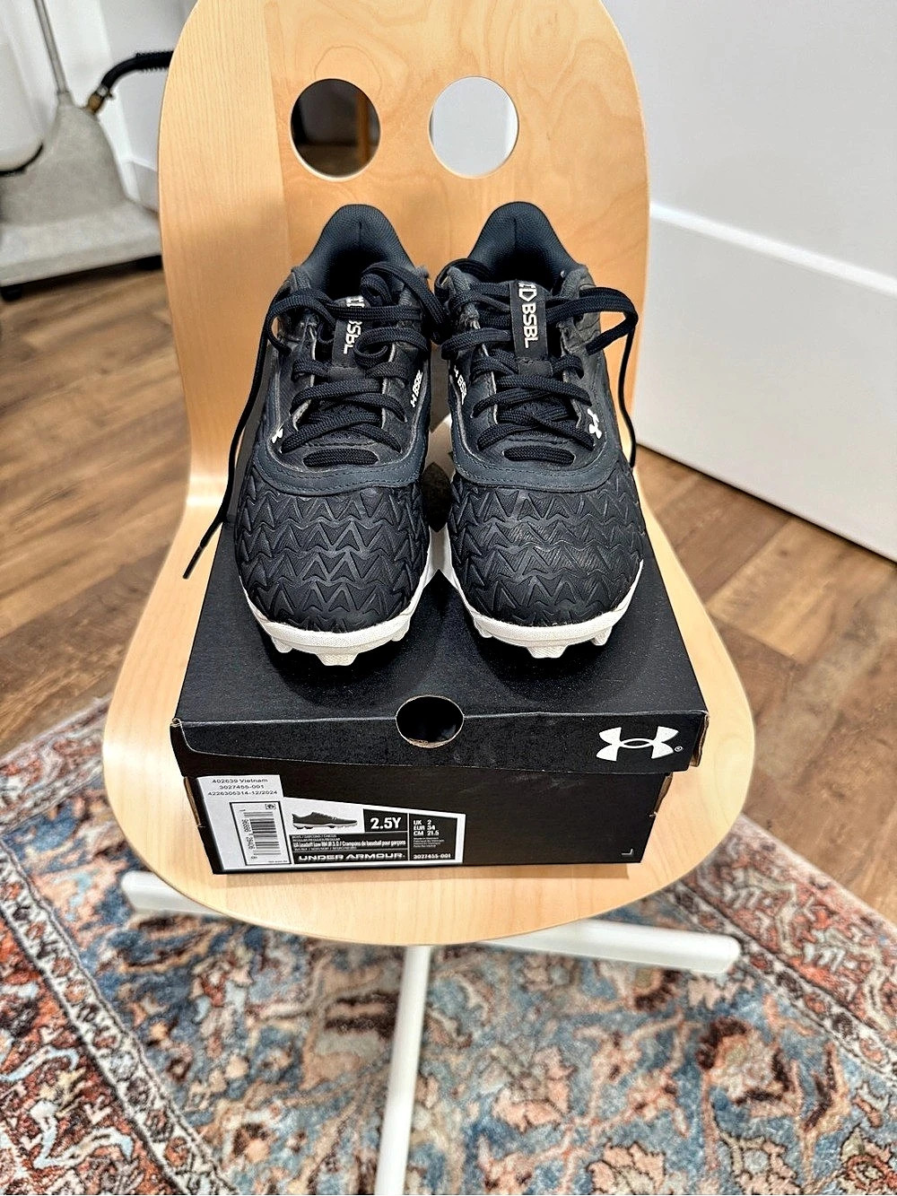 Under Armour UA Spawn 2 Baseball Shoes Black & White US 2.5